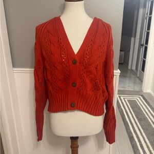 NWT Universal Thread Women's Orange Cable Knit Cardigan Size M